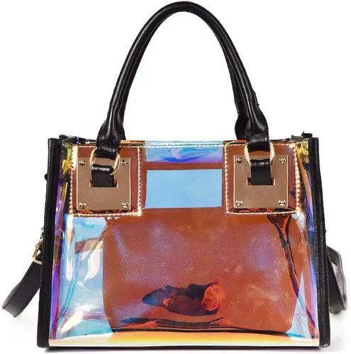 Vista 6 de Bolso bandolera transparente para mujer, bolso de mano de moda de diseñador 2 en 1