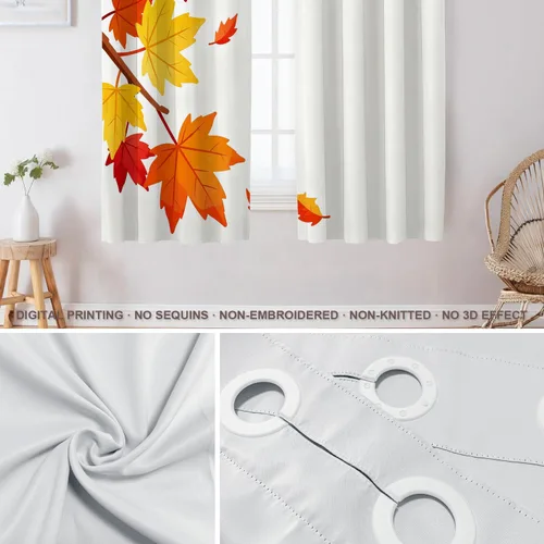Vista 315 de Shrahala Orange Autumn Autumn Blackout Curtain Tiers, Fall Kitchen Valance Light Blocking Tier Drapes with Rod Pocket, 2 Pack 26 X 24 in