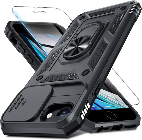 Vista 168 de Janmitta Funda para iPhone 8 Plus/7 Plus/6 Plus, Cubierta de Teléfono con Cubierta Deslizante Integrada para Lente de Cámara + Protector