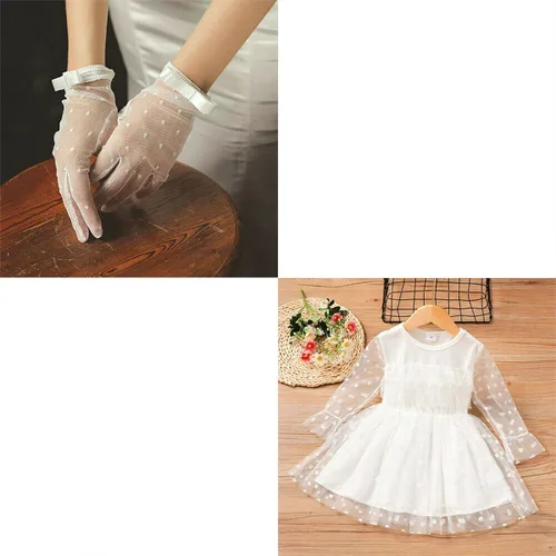Vista 6 de ECYC Ltd 17.7 x 61 pulgadas, tela de tul de lunares blancos, tela de tul de malla de tul transparente para coser, faldas tutú, velo de novia