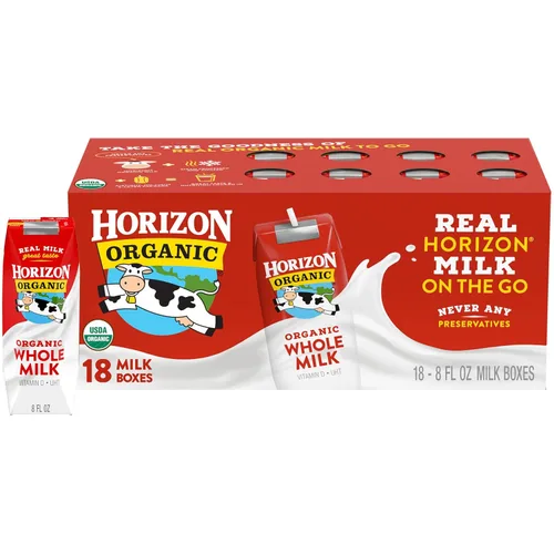 Vista 20 de Horizon Organic Cajas de leche bajas en grasa, fresa, 8 onzas, paquete de 6 8g Protein per Serving, 1% Lowfat, USDA Organic, No Refrigeration