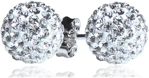Vista 5 de Aretes de tuerca de plata fina 925 con bola de cristal 8 mm 10 mm