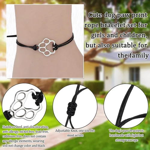 Vista 6 de PLwelth Pulseras de perro de cachorro para mujeres y hombres, regalos conmemorativos para amantes de las mascotas, regalos de amistad para ella, sus
