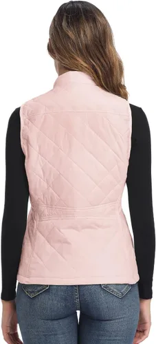 Vista 3 de Chaleco para exteriores de mujer, chaleco acolchado ligero con cremallera y cuello alto.