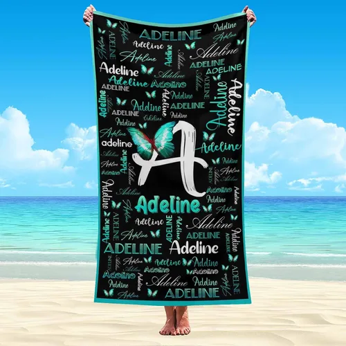 Vista 19 de Artsadd Toalla de playa personalizada para adultos, manta de playa personalizada de baloncesto con nombre inicial como regalo de fiesta para viajes