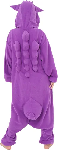 Vista 5 de SAZAC Gengar Kigurumi - Mameluco premium de Pokémon para adultos, disfraz de Halloween lujoso para adultos, ropa de descanso lavable a máquina