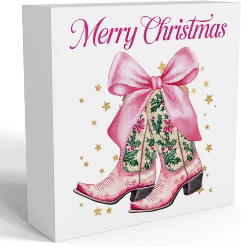 Vista 8 de Decoración navideña de cafetería, decoraciones navideñas divertidas retro, lazo rosa, letrero de calorías de pan de jengibre, regalo para mujeres