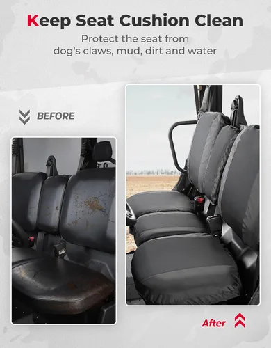Vista 3 de KEMIMOTO Fundas de asiento UTV negras, repelentes impermeables compatibles con Can Am Defender Max HD8 HD10 HD9 fundas de asiento delanteras de dos