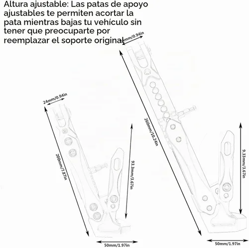 Vista 3 de Soporte de patas de motocicleta universal de aleación de aluminio de alta calidad, ajustable, para motocicleta, scooter, soporte de trípode