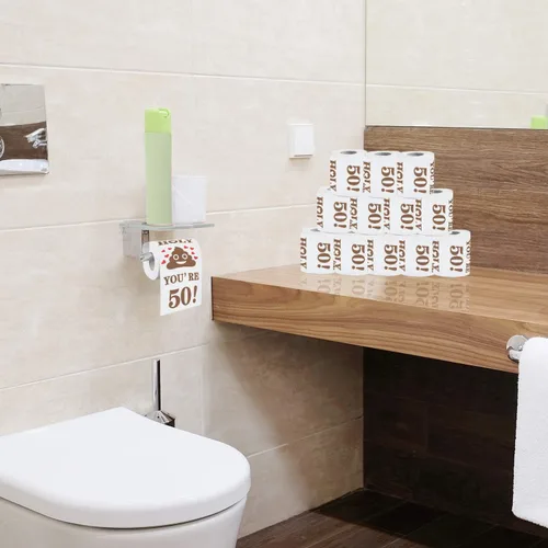Vista 7 de Papel higiénico de 50 cumpleaños para hombres y mujeres, divertido regalo de broma de 50 cumpleaños, papel higiénico novedoso, regalo