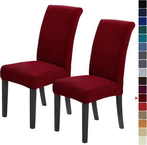 Vista 70 de Juego de 2 fundas para sillas de comedor, fundas elásticas para sillas de comedor, fundas para sillas de cocina de jacquard texturizadas, decoración