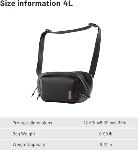 Vista 8 de PGYTECH OneGo Solo V2 Bolsa Bandolera para Cámara, Bolsa de Pecho para Cámara de 4L Bandolera Riñonera para Fotógrafos de Viajes Urbanos, Bolsa