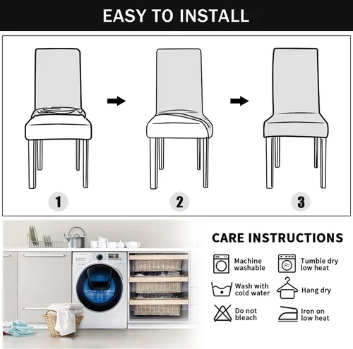 Vista 7 de Fundas elásticas para sillas de comedor, fundas protectoras de asiento extraíbles de terciopelo suave para sillas Parson (2, beige)