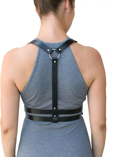 Vista 3 de eYLun Cinturón de cuero para mujer, cinturón de cintura estilo punk, ajustable, gótico, correas de cintura