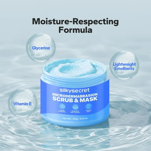 Vista 5 de SilkySecret Exfoliante facial (4.23 onzas), exfoliante facial, exfoliante facial de microdermoabrasión con piedra pómez natural, péptidos