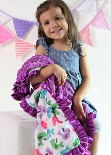 Vista 8 de Manta reversible para bebés y niñas, tela minky velboa (elige el color)