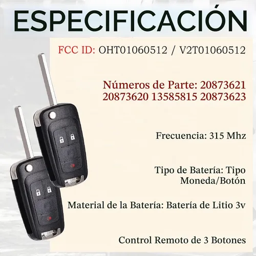 Vista 3 de SUPALAND Llavero de repuesto para llave de entrada sin llave Compatible con GMC Terrain 2010-2020 2021 Chevy Equinox 2010-2019 Sonic 2012-2017 Spark