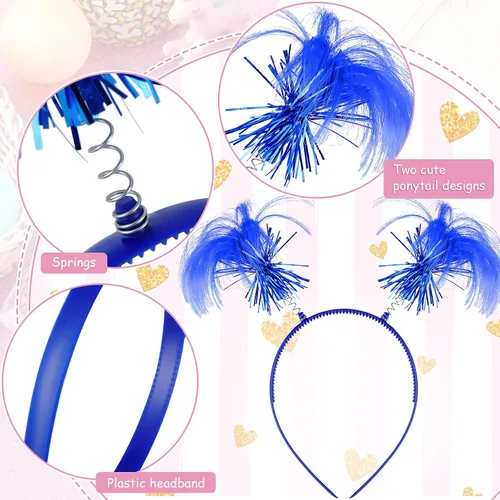 Vista 3 de WILLBOND 6 diademas con pompones envueltas en oropel, accesorios para el cabello para la semana del espíritu, carnaval, despedida de soltera