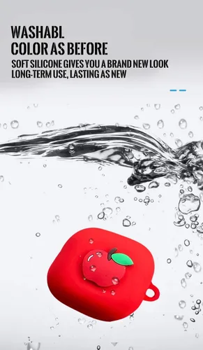 Vista 5 de Funda de silicona 3D con audífonos de frutas compatible con Samsung Galaxy Buds Live (2020), con bonitos accesorios para niños, adolescentes, niñas