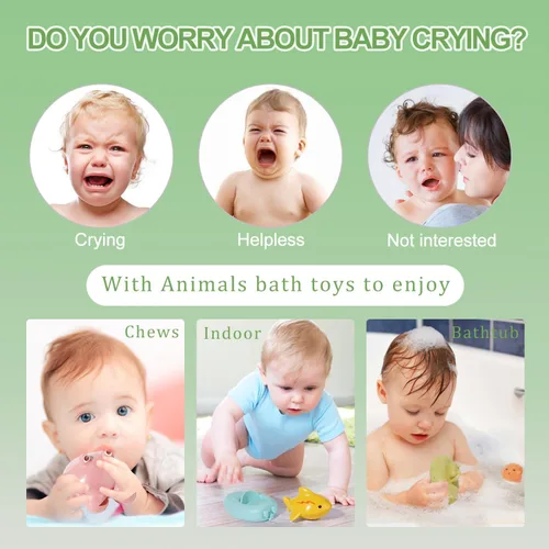 Vista 5 de Juguetes de baño para bebés, paquete de 9 Juguetes de baño sin moho con diseño sellado y sin agujeros Juguetes de bañera suaves, de fácil agarre