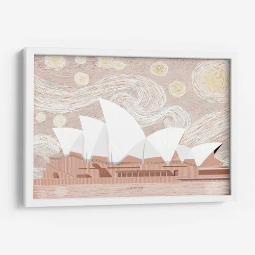 Vista 7 de Canvas Lab Sydney Opera House in Pink by DRAM 11 x 7 in Fine Art Framed Print, Frame Color: Black, With Mat Architecture, Cities