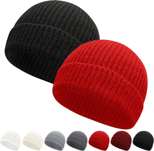 Vista 8 de NPQQUAN Gorros de pescador para hombres y mujeres, gorro de punto corto para invierno