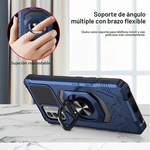 Vista 5 de Funda protectora para Nokia G310 5G con protector de pantalla de vidrio templado, grado militar, resistente a prueba de golpes, con soporte de Azul