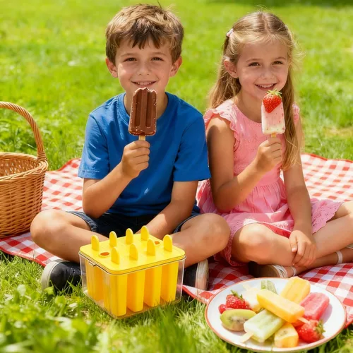 Vista 7 de Moldes para paletas con tapa y contenedor, 9 piezas, reutilizables, fáciles de liberar, moldes para paletas caseras, sin olor, sin bisfenol A