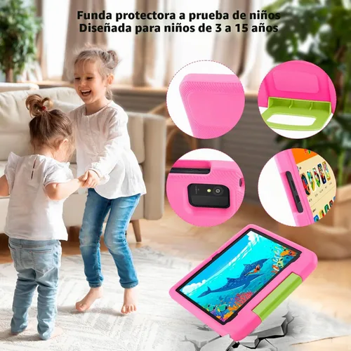 Vista 6 de Tableta para niños de 10 pulgadas, dispositivo Android 14 para niños pequeños, Octa-Core, 64GB, 5000mAh, WiFi 6 2.4/5GHz, pantalla IPS HD Rosa