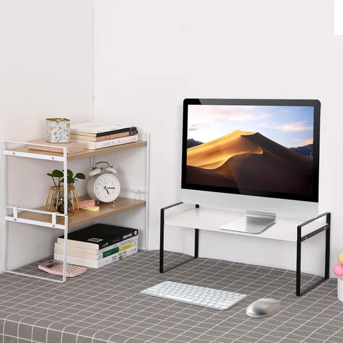 Vista 3 de YGYQZ - Organizador de escritorio de madera para oficina - Suministros de escritorio, lindo tocador, estante de almacenamiento y organización