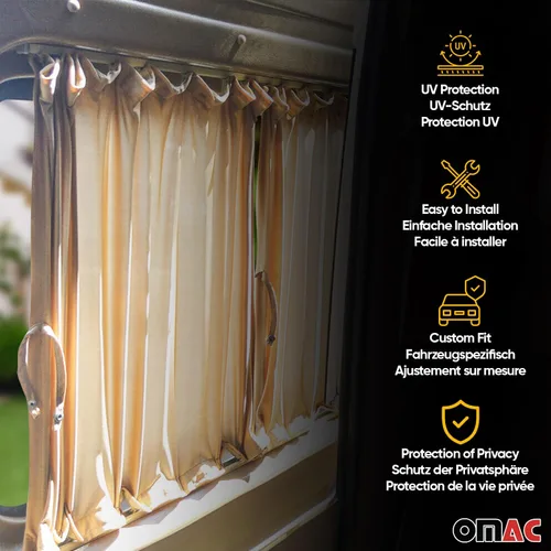 Vista 3 de OMAC Cortina de ventana lateral Parasol con bloqueo UV para Mercedes Metris 2016-2024 Beige 10x