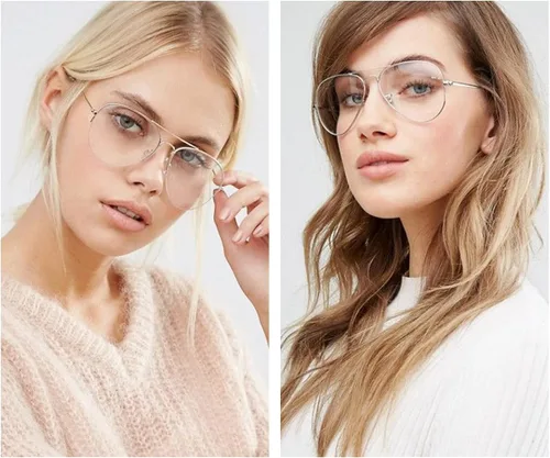 Vista 4 de Gafas de lente transparente de aviador para mujeres y hombres sin receta marco de metal lente de bloqueo de luz azul