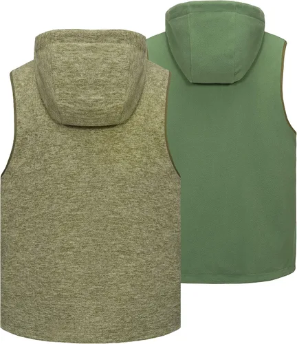 Vista 27 de Little Donkey Andy Chaleco de forro polar reversible para hombre, ligero, cálido, sin mangas, con capucha, para senderismo, caminar, viajar