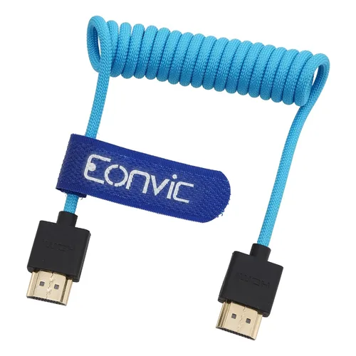 Vista 35 de 8K HDMI a abajo HDMI de alta velocidad negro en espiral trenzado cable para Sony A7S3 FX3 FX9 Canon C70 Z CAM E2 cámara Atomos Ninja V Shinobi Cable