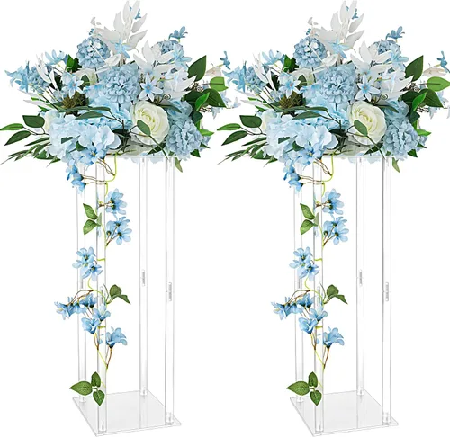 Vista 7 de 2 piezas de jarrones de acrílico transparente para mesas de boda, elevadores de flores de 31.5 pulgadas para columnas de exhibición, soporte