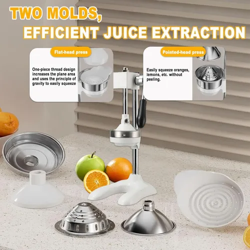 Vista 4 de Exprimidor manual de hierro fundido, exprimidor manual de acero inoxidable, máquina trituradora de cítricos de lima para jugo de naranja de limonada