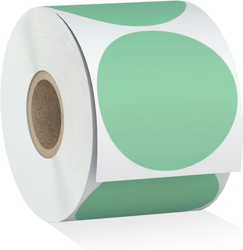 Vista 14 de Misofuki 2 pulgadas, 750 etiquetas adhesivas térmicas directas circulares azules compatibles con cebra, rollo, MUNBYN, etiquetas térmicas directas
