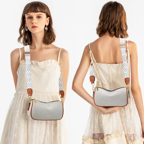 Vista 2 de YAVCOOL Bolso cruzado pequeño para mujer, con correa ancha, diseño moderno, bolso cruzado y bolso con cremallera superior
