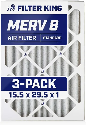 Vista 314 de Filter King Filtro de aire de 5.5x13.5x1 Paquete de 3 Filtros plisados MERV 8 HVAC para horno A/C Fabricado en Estados Unidos Tamaño real