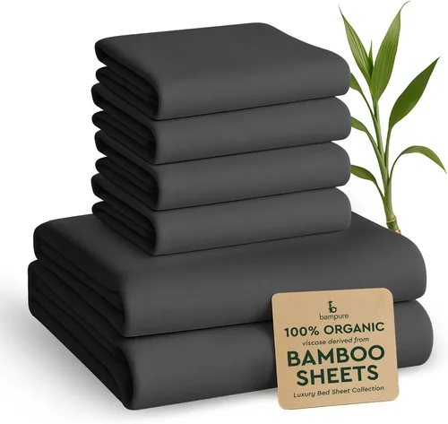 Vista 38 de BAMPURE Juego de sábanas tamaño Queen, 100% viscosa pura derivada de bambú, sábanas súper suaves y refrescantes para personas que duermen con calor