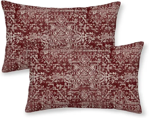 Vista 13 de Fundas de almohada Gohdiwh boho 16 x 16, juego de 2, fundas de almohada decorativas de diseño étnico, fundas de almohada de lino azul
