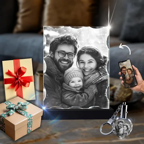 Vista 11 de CAPTUR3D Foto de cristal de alta calidad con base de luz LED, regalos conmemorativos personalizados para mamá, papá, esposa, hombres, seres
