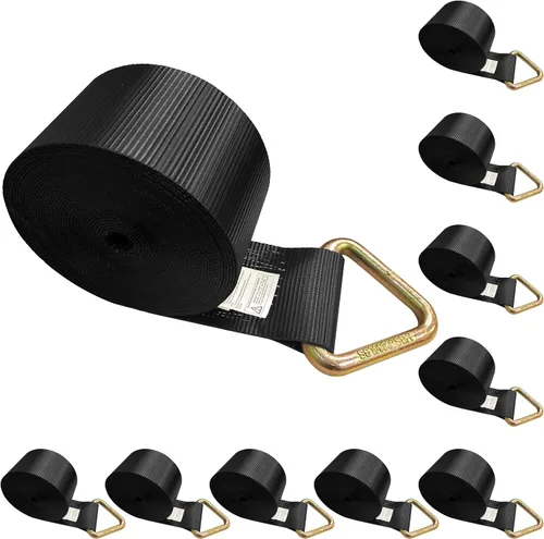 Vista 31 de Mega Cargo Control 1 paquete de correas de cabrestante de anillo en D de 3 pulgadas x 30 pies, amarres negros resistentes para control de carga
