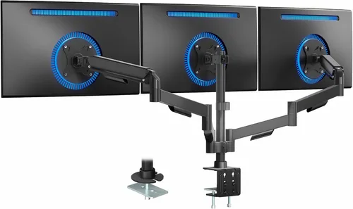 Vista 10 de VIVO Monitor dual de hasta 32 pulgadas y 19.8 libras por pantalla, soporte de escritorio con brazo neumático, contrapeso articulado, soporte VESA