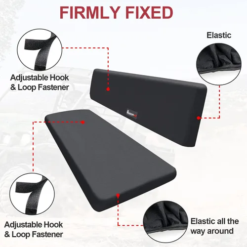 Vista 3 de UTV Mule Pro - Fundas de asiento 1680D compatibles con Kawasaki Mule PRO-FXT FX DXT DX 2015-2023, fundas de asiento impermeables color negro