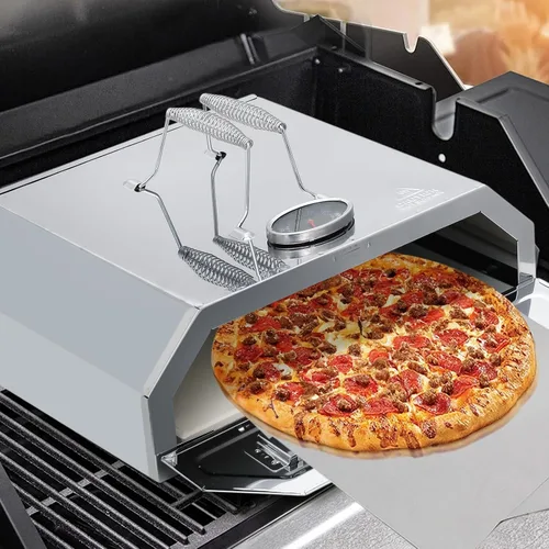 Vista 3 de Magshion Horno de pizza de 11 pulgadas para parrilla, horno de pizza superior con cáscara de pizza y piedra, máquina de pizza portátil al aire libre