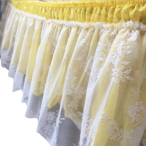 Vista 15 de Falda de cama de encaje envolvente Falda de cama con volantes Cubierta de polvo Funda de cama con volantes