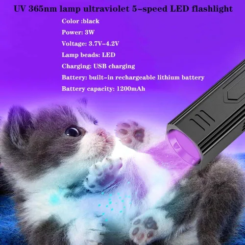 Vista 7 de Wood's - Lámpara UV portátil de 365 nm, para mascotas, gatos, perros, rayos UV, luz negra, detector de tiña de gato, detector de orina de mascotas
