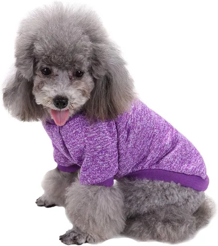 Vista 2 de Suéter de punto clásico para perros y mascotas, cálido para invierno, abrigo para cachorros y mascotas, ropa de suéter suave para perros pequeños