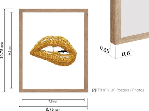 Vista 3 de Poster Master Impresión de labios dorados, póster de mordida de labio, arte moderno y minimalista, regalo bohemio para hombres y mujeres, diseño